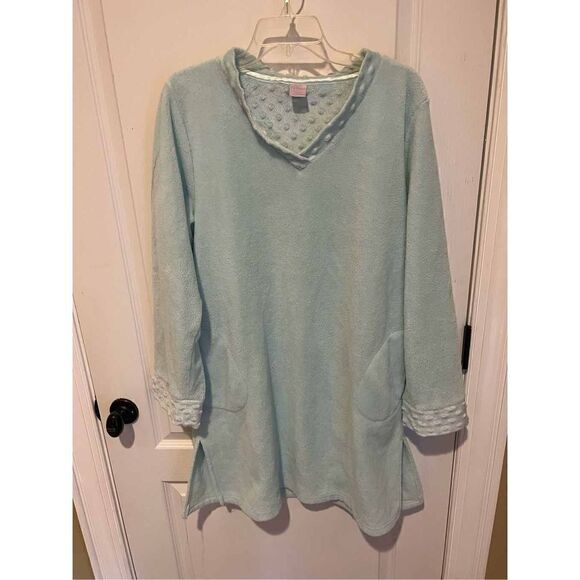 Simple Pleasures light teal green fleece night gown - Picture 1 of 8